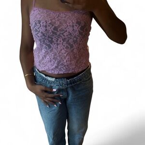 Lace Spaghetti Strap Top in Pink